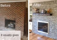 Turn Brick Fireplace To Stone
