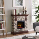 Small Faux Stone Electric Fireplace